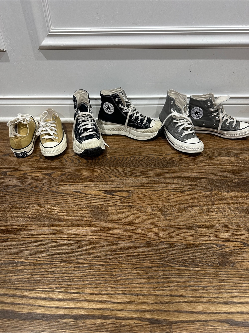 Converse Sneakers Trio in Yellow, Black, and Gray - Used